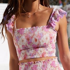 Anthropologie Ruffled Cover-Up Crop Top